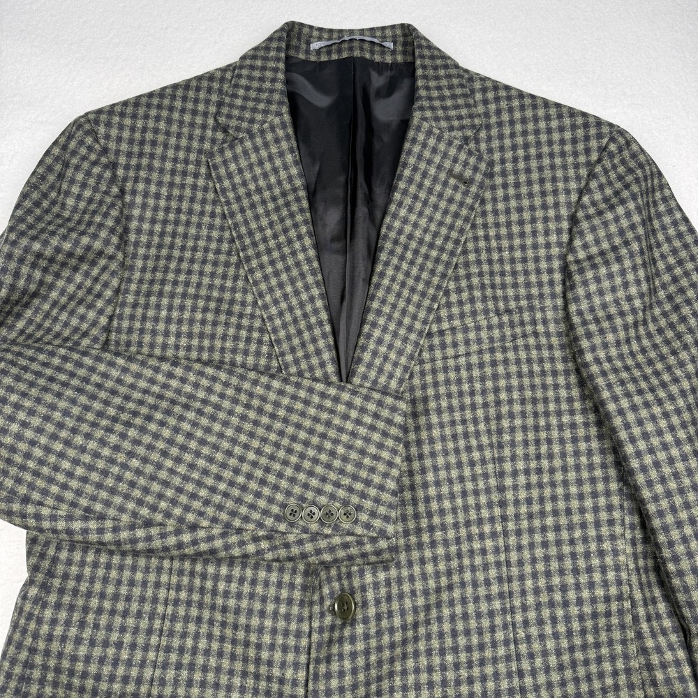 Cantarelli Sport Coat Mens IT 56 (46 US) Green Check Wool Tweed Made Italy